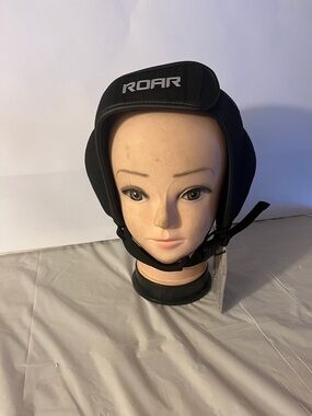 Roar Black Protective Headgear w/Chin Strap (NEW OB) head mannequin n/included